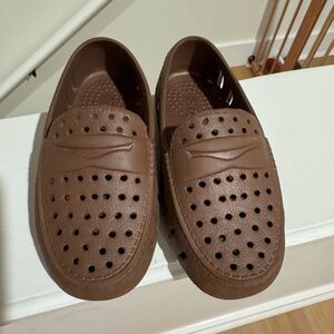 Toddlers Brown Casual Perforated Slip-On Loafers